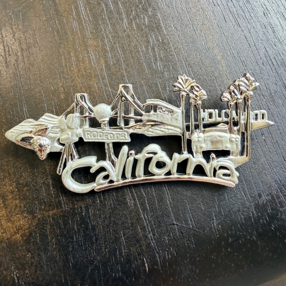 Vintage Danecraft California Landmark Brooch Pin Golden‎ Gate Bridge 1980s